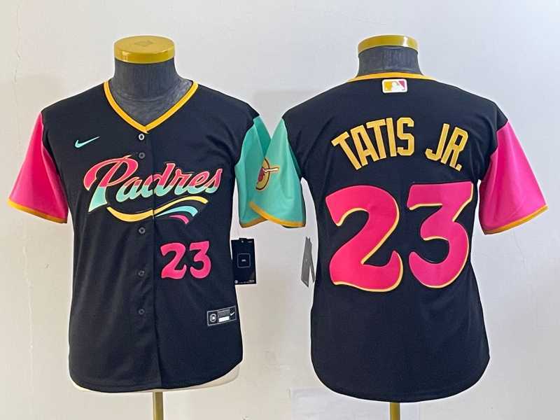 Youth San Diego Padres #23 Fernando Tatis Jr Black Number 2022 City Connect Cool Base Stitched Jersey->mlb youth jerseys->MLB Jersey
